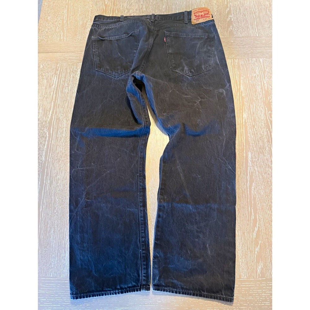Levi’s Men’s Black Dark Wash Denim Jeans Straight Leg Original Fit Button Fly